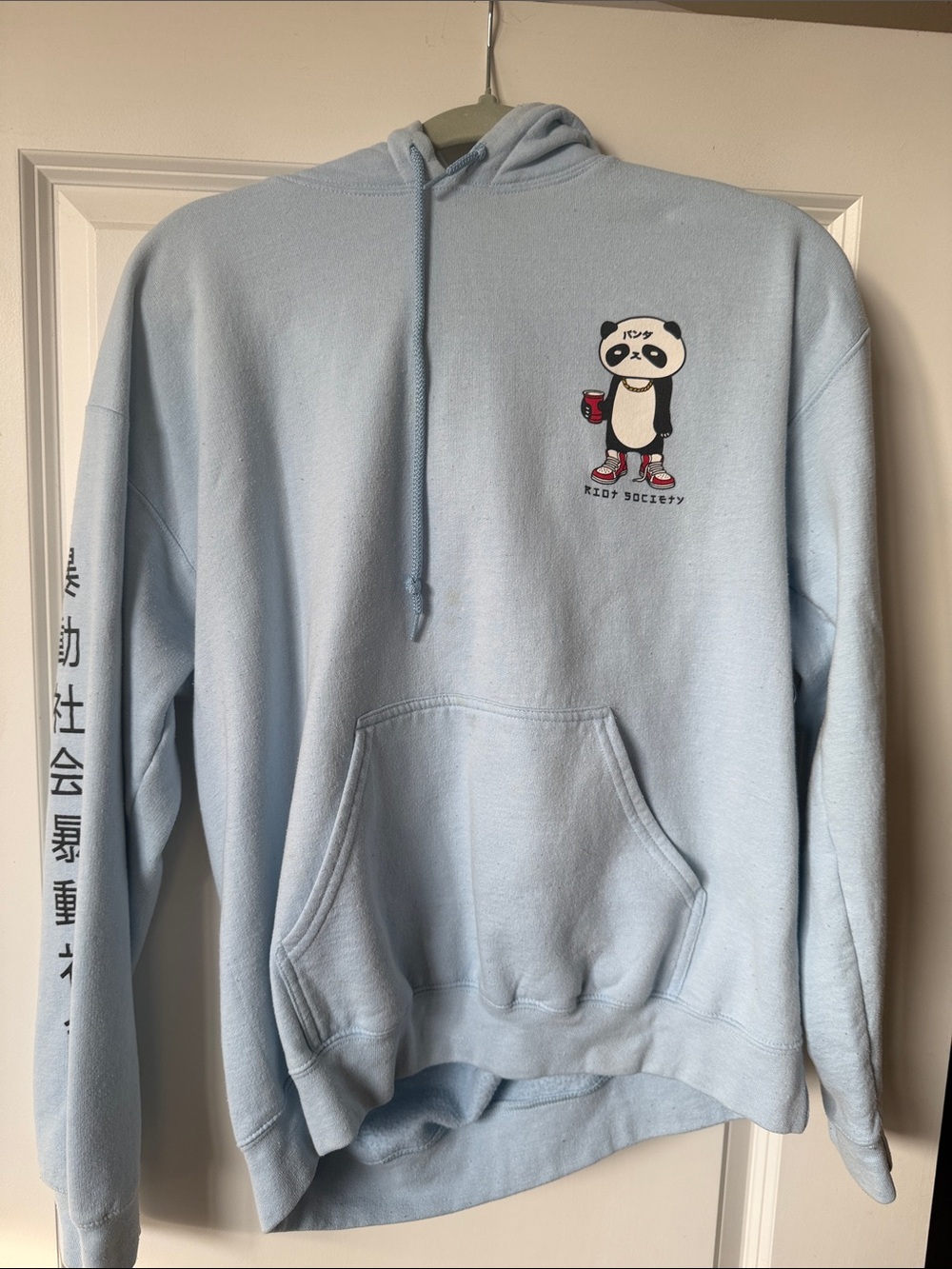riot society Light Blue Panda Graphic Hoodie